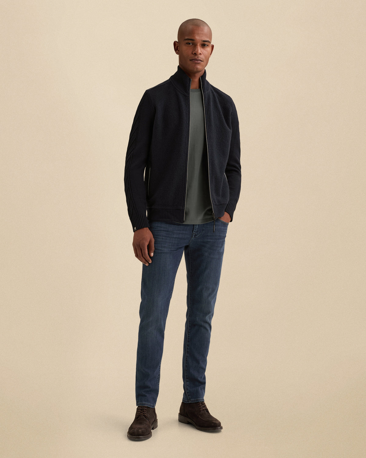 Vanguard vest marineblauw gebreid met rits