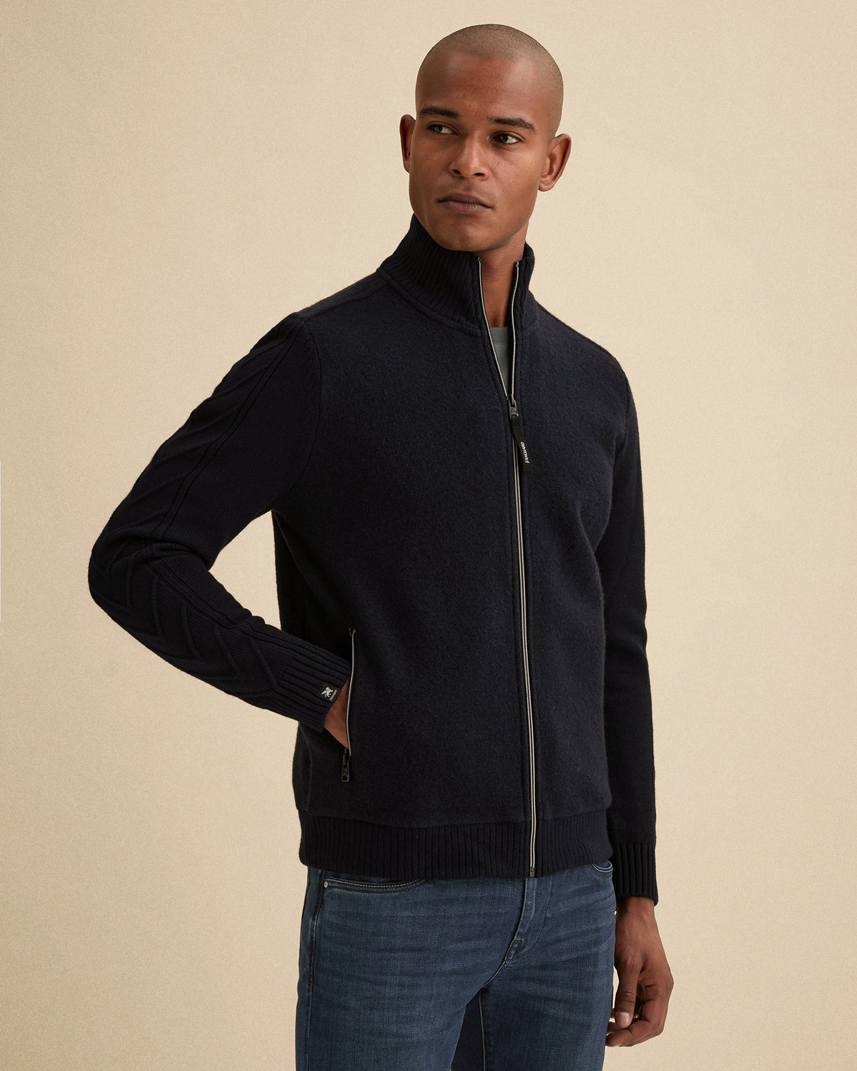 Vanguard vest marineblauw detail rits en kraag