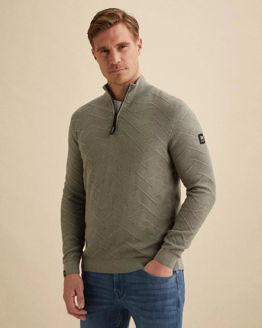 Half Zip Trui Structuur Groen