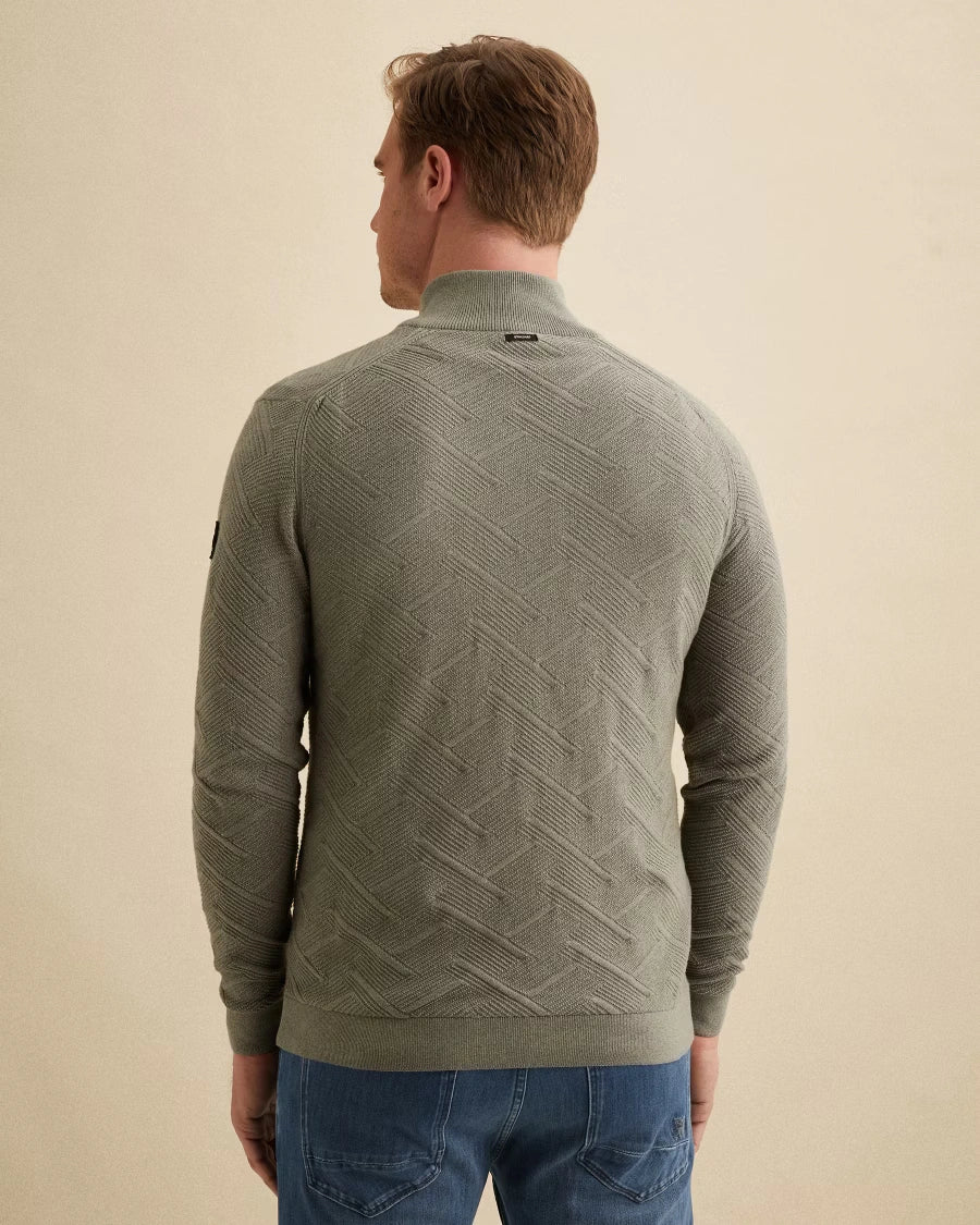 Half Zip Trui Structuur Groen