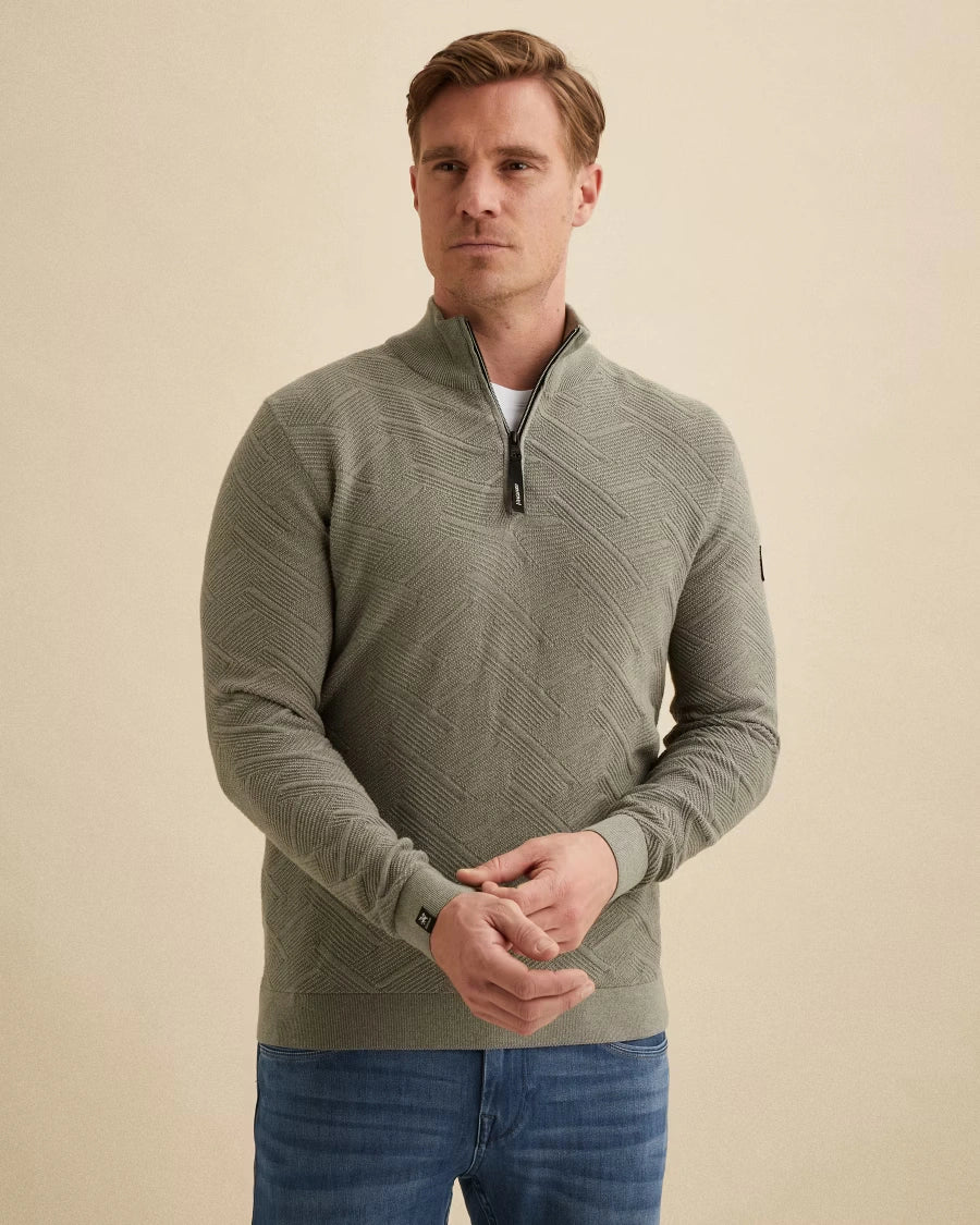 Half Zip Trui Structuur Groen