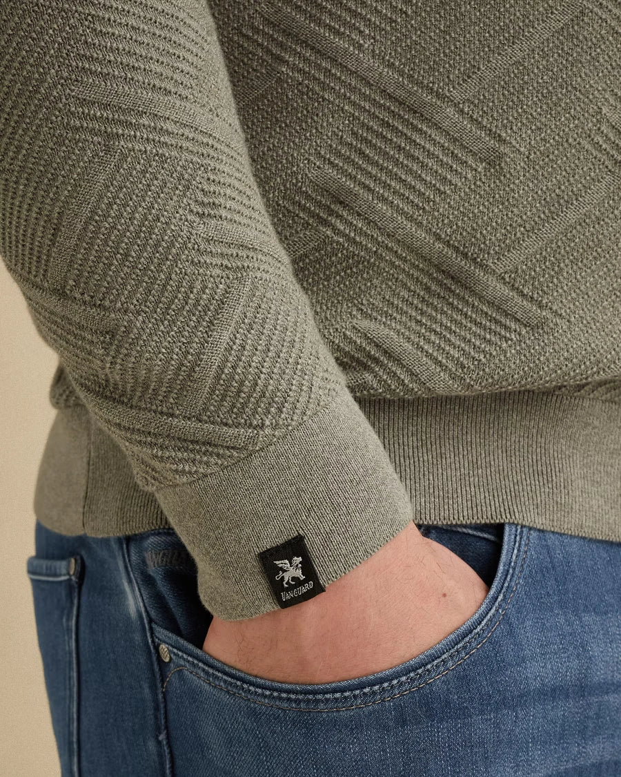 Half Zip Trui Structuur Groen
