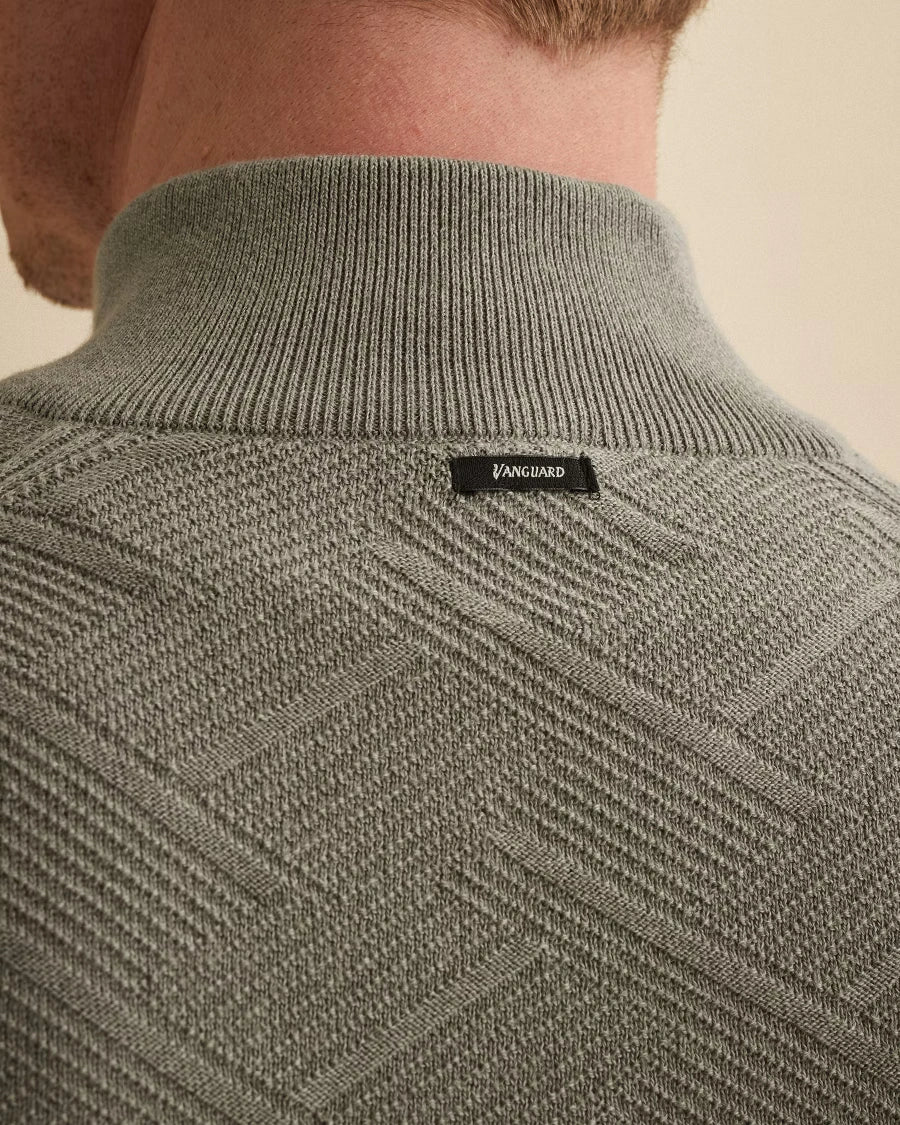 Half Zip Trui Structuur Groen