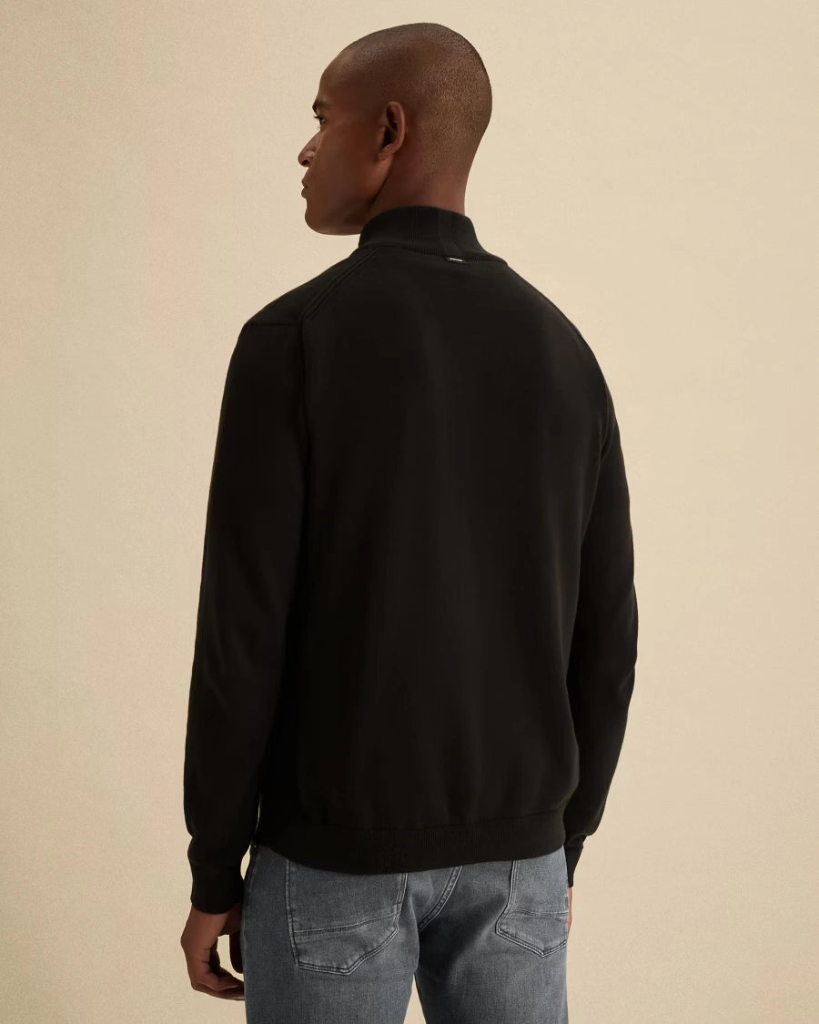 Half Zip Trui Mouliné Zwart