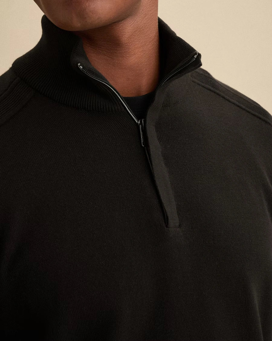 Half Zip Trui Mouliné Zwart