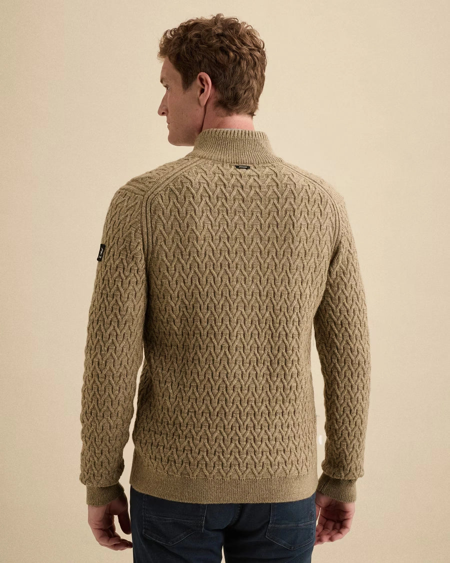 Half Zip Trui Wolblend Beige