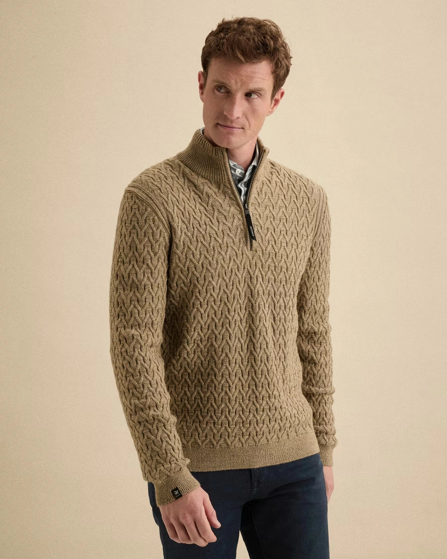 Half Zip Trui Wolblend Beige