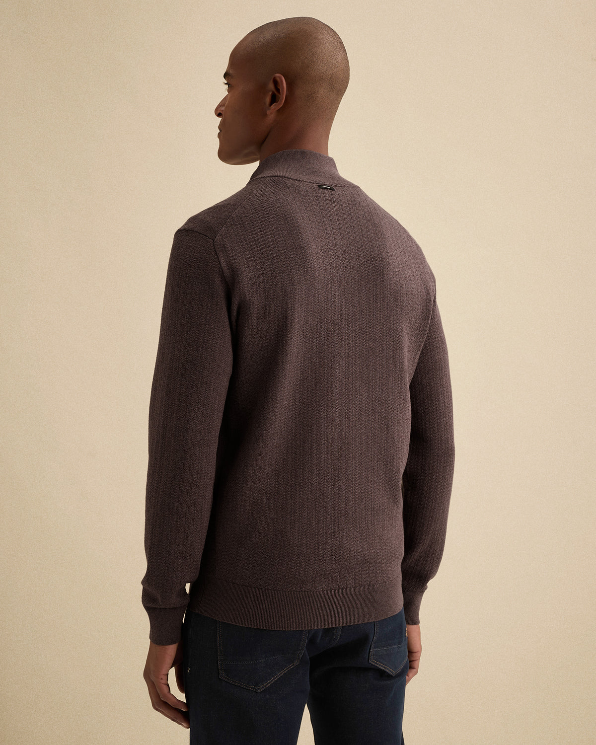 Vanguard half zip trui aubergine – zijaanzicht