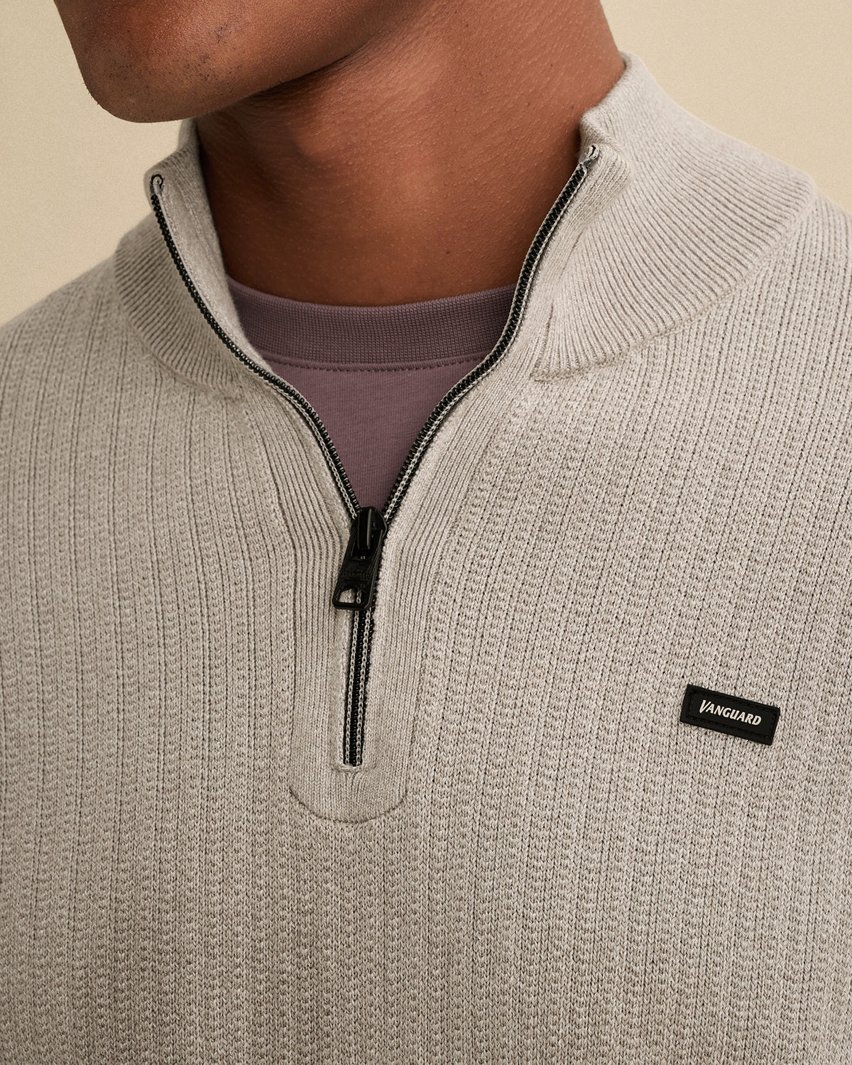 Vanguard half zip trui beige – sfeerbeeld