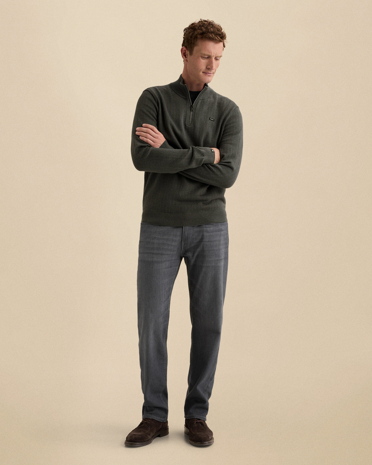Vanguard half zip trui grijs – achteraanzicht