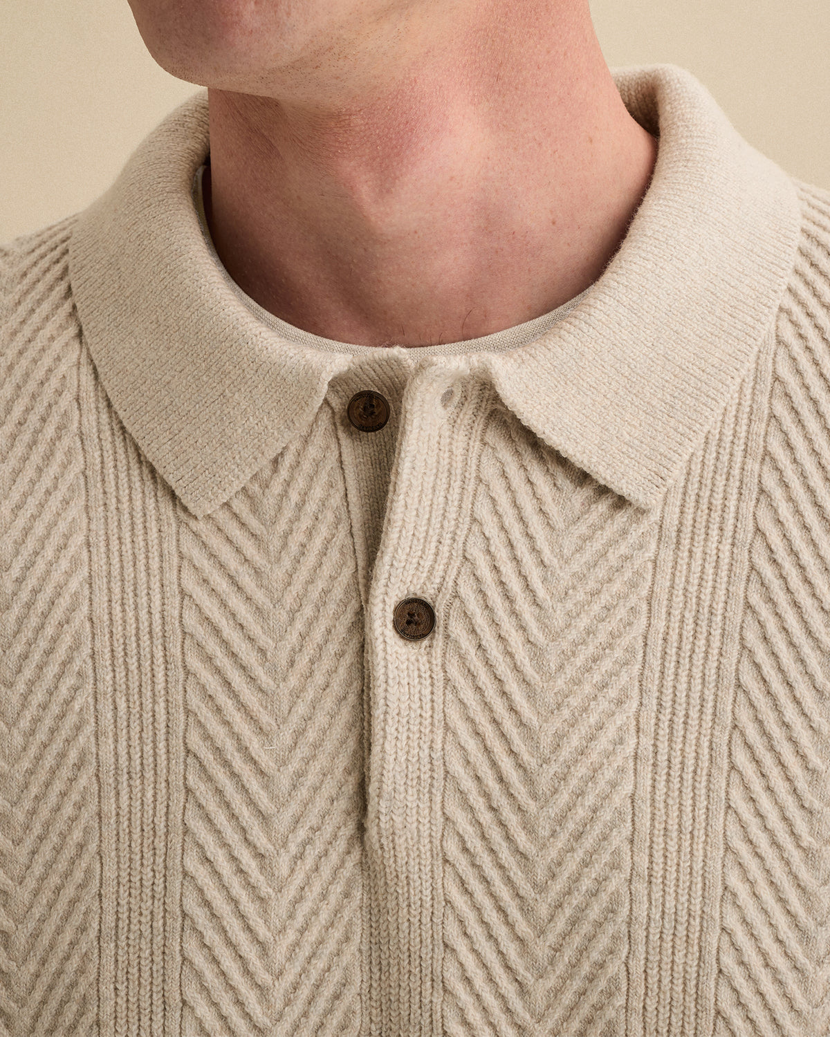 Vanguard trui grijs met polokraag en herringbone structuur