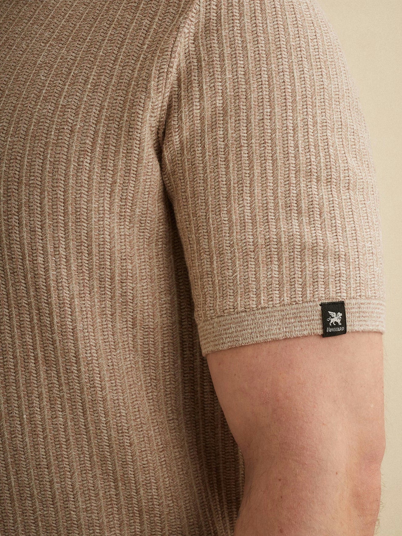 Gebreide Polo Korte Mouw Beige Bruin