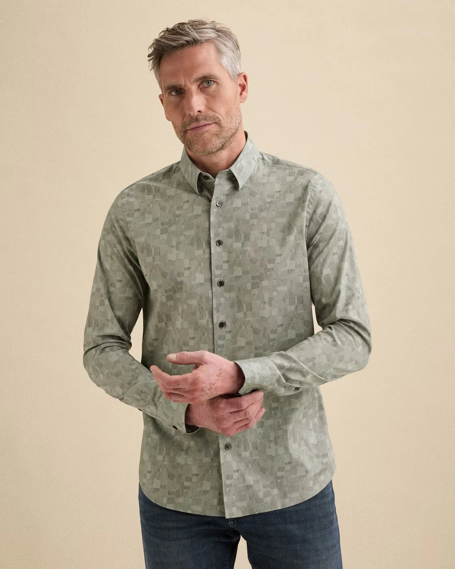 Overhemd Print Poplin Groen