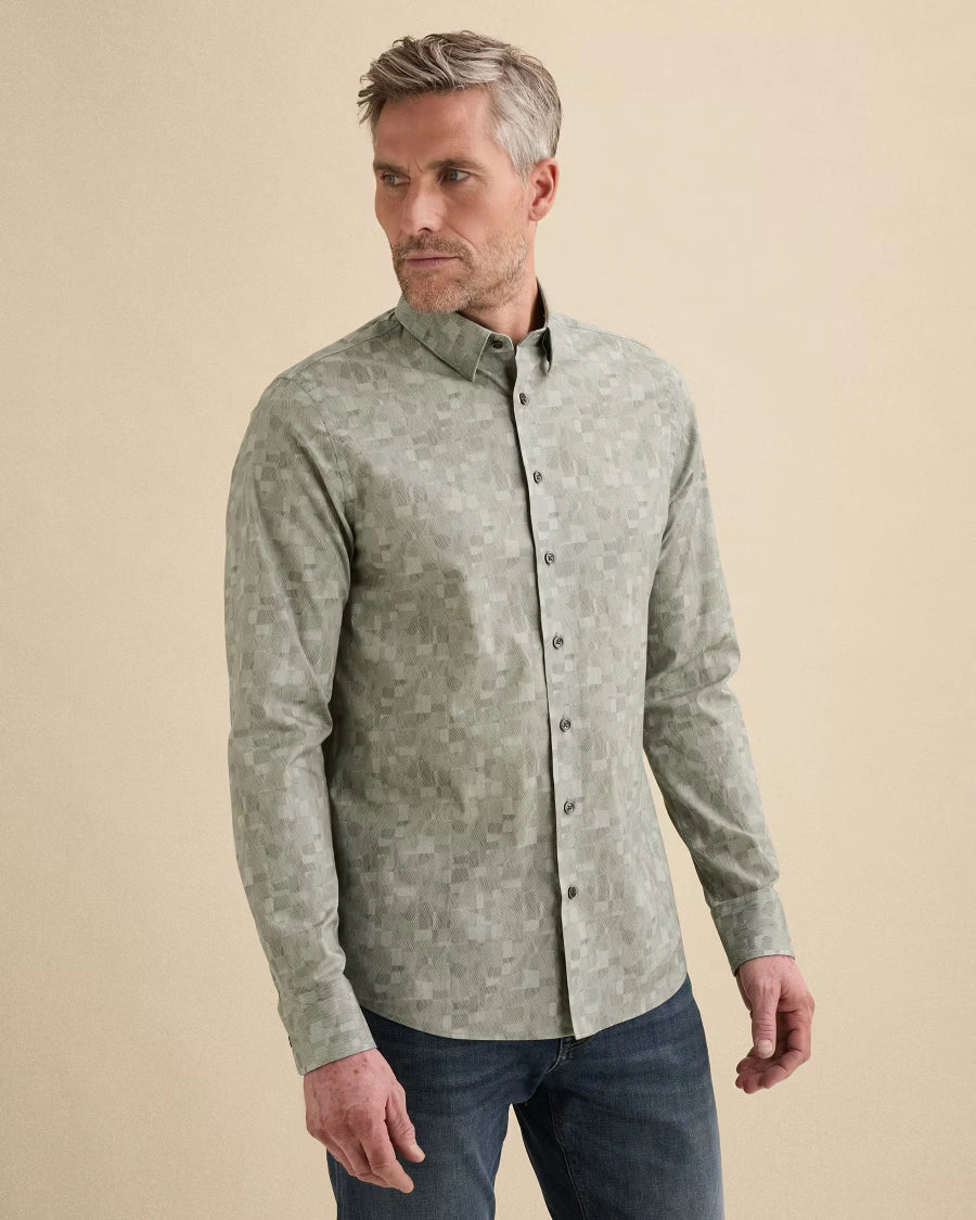 Overhemd Print Poplin Groen