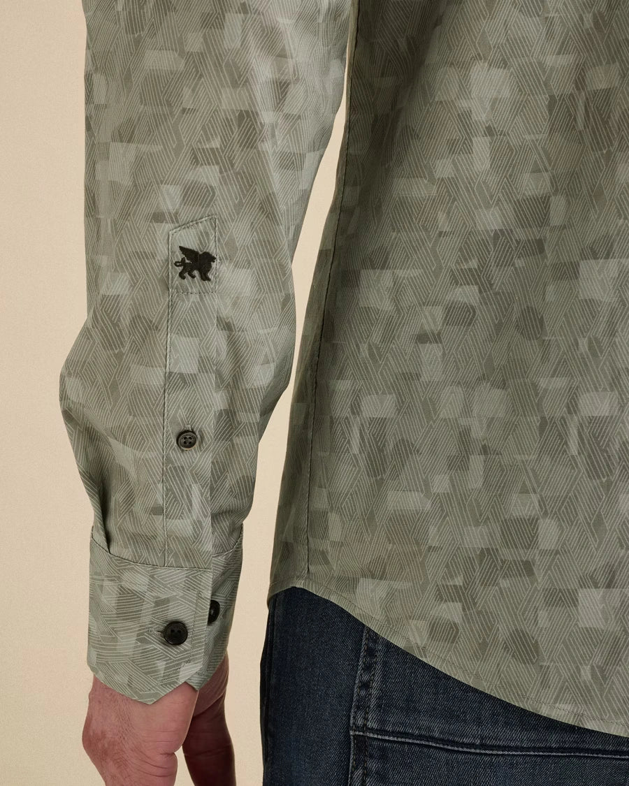 Overhemd Print Poplin Groen