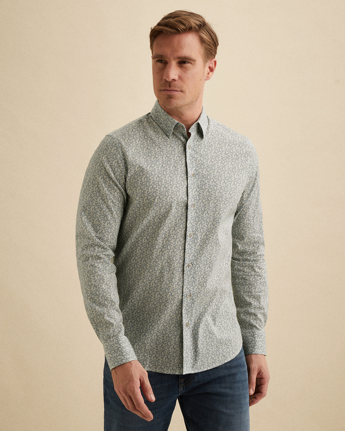 Vanguard overhemd wit met allover print