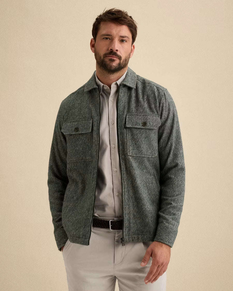 Overshirt Brushed Mouliné Donkergroen
