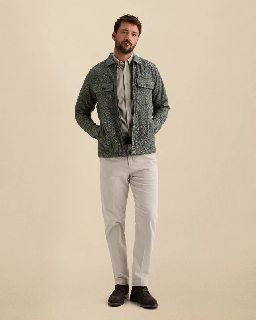 Overshirt Brushed Mouliné Donkergroen