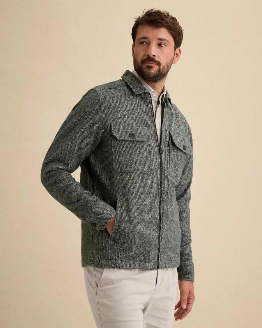 Overshirt Brushed Mouliné Donkergroen