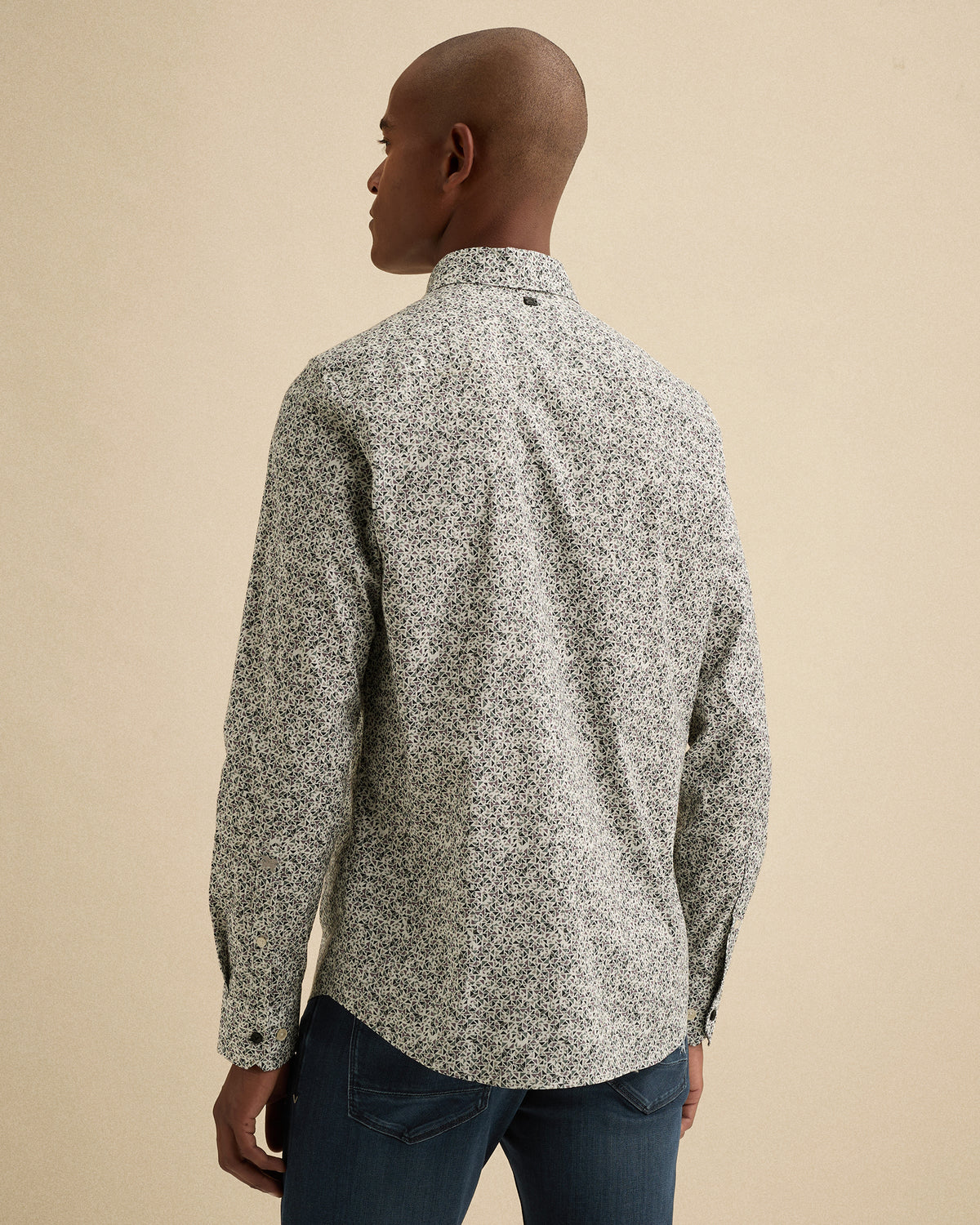 Vanguard overhemd wit met stretch en allover print