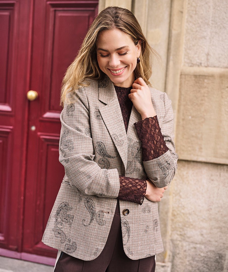 Blazer Paisley Ruit Beige - Castelijn mode