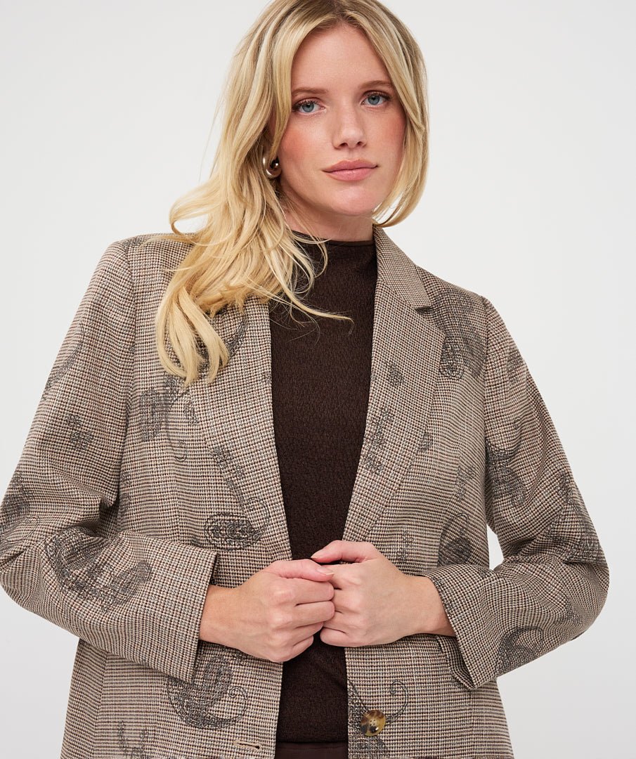 Blazer Paisley Ruit Beige - Castelijn mode