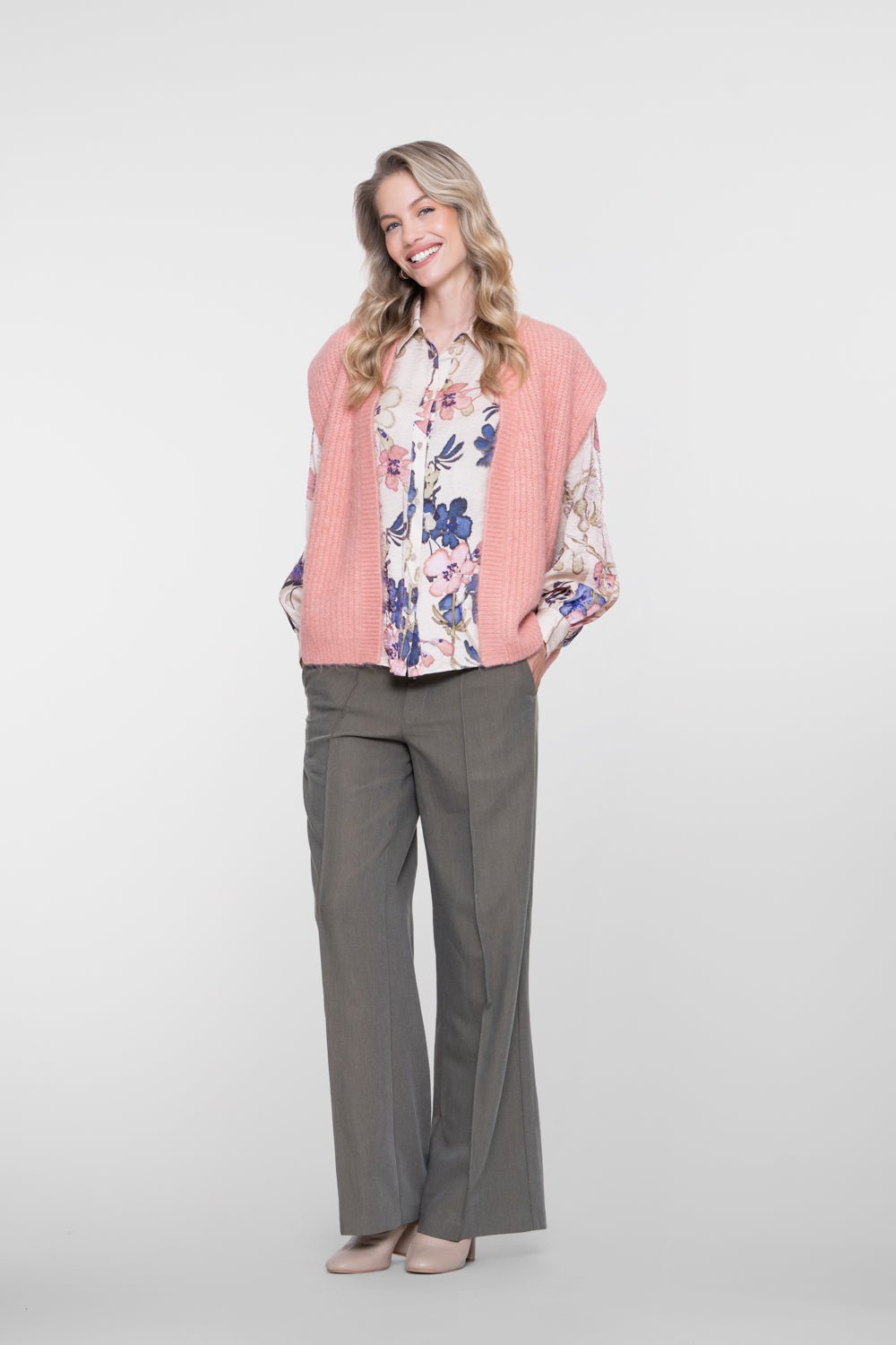Blouse Bloemenprint Sand/Olive - Castelijn mode