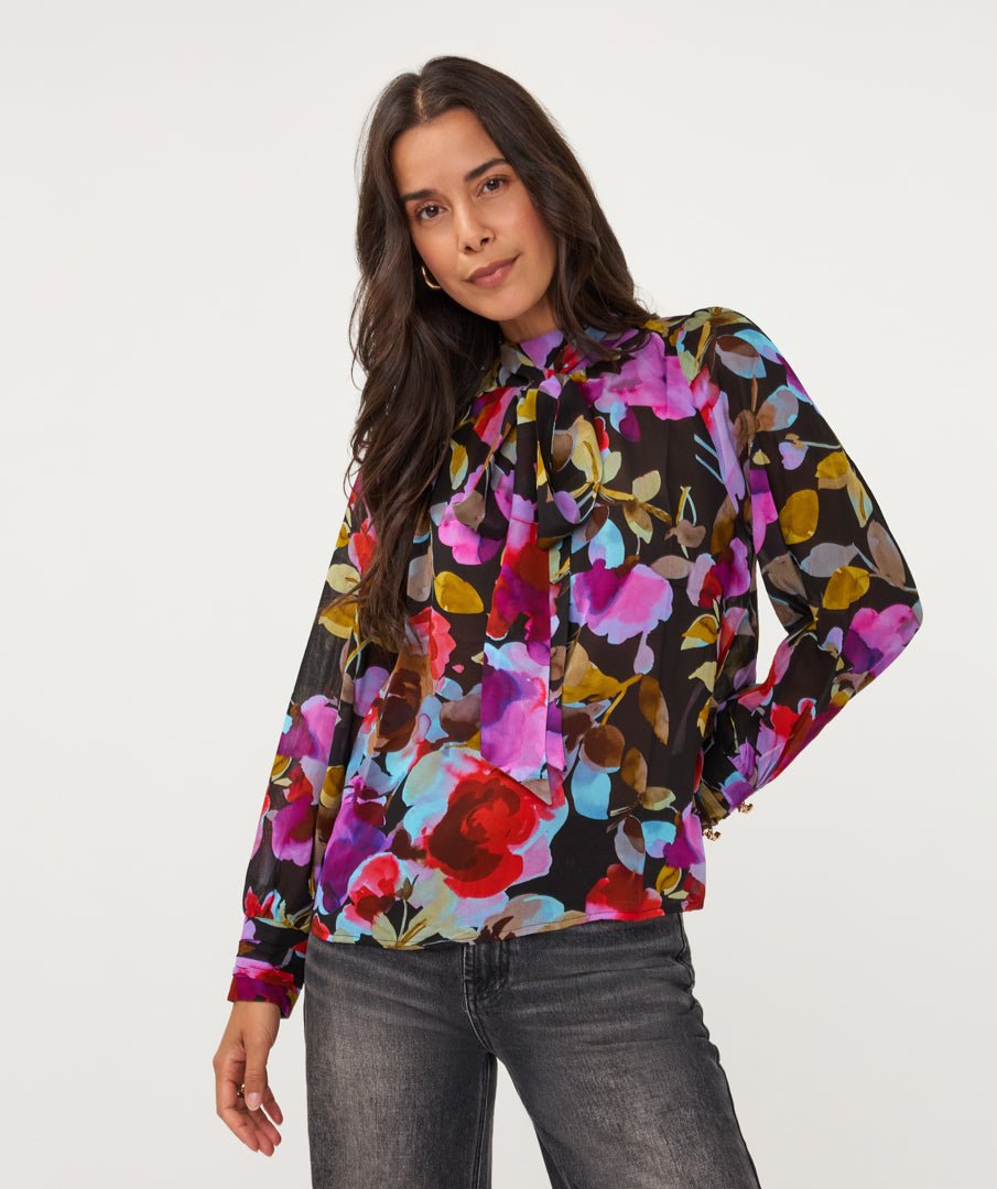Blouse Bloemenprint Zwart - Castelijn mode