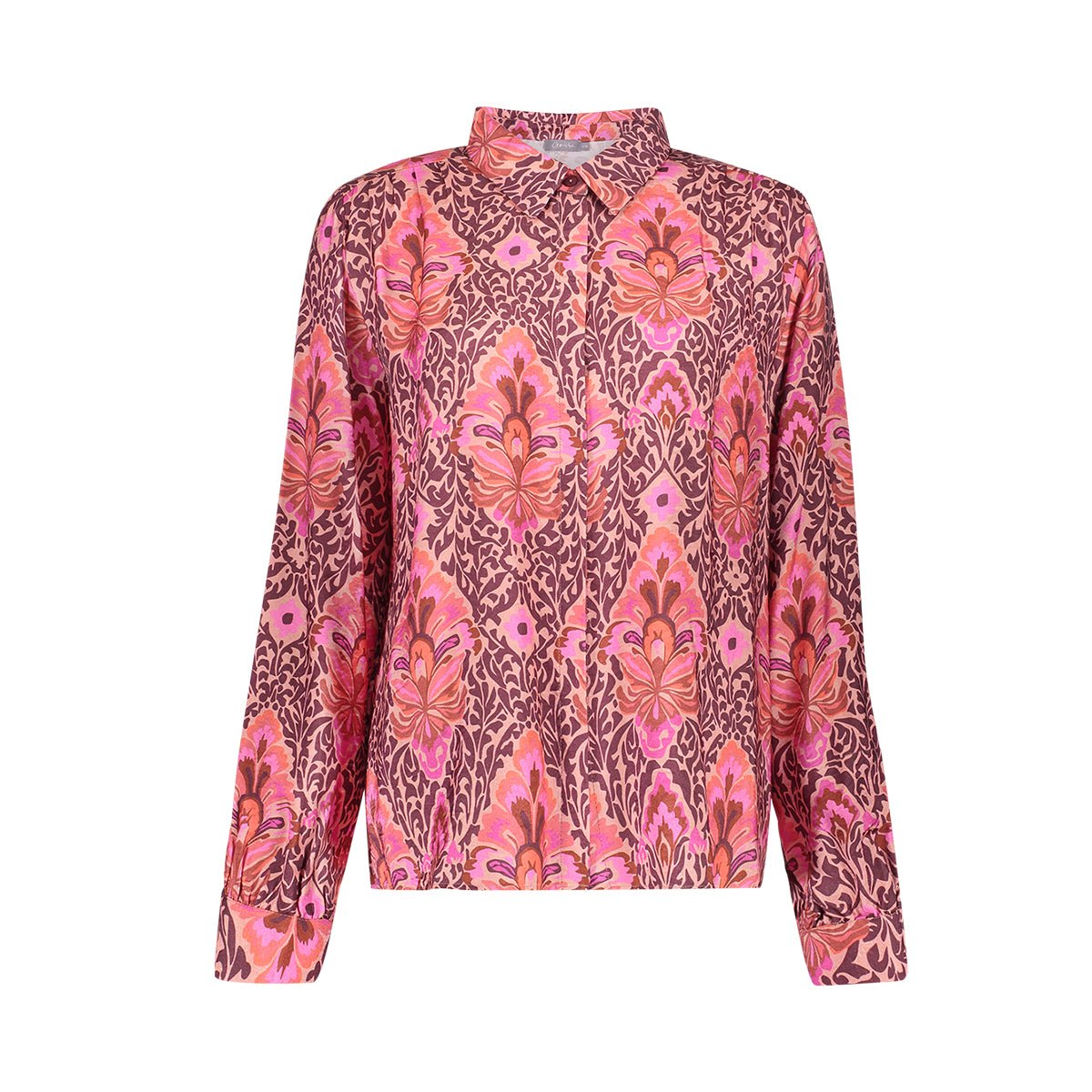 Blouse Ornamentprint Bordeaux/Fuchsia - Castelijn mode