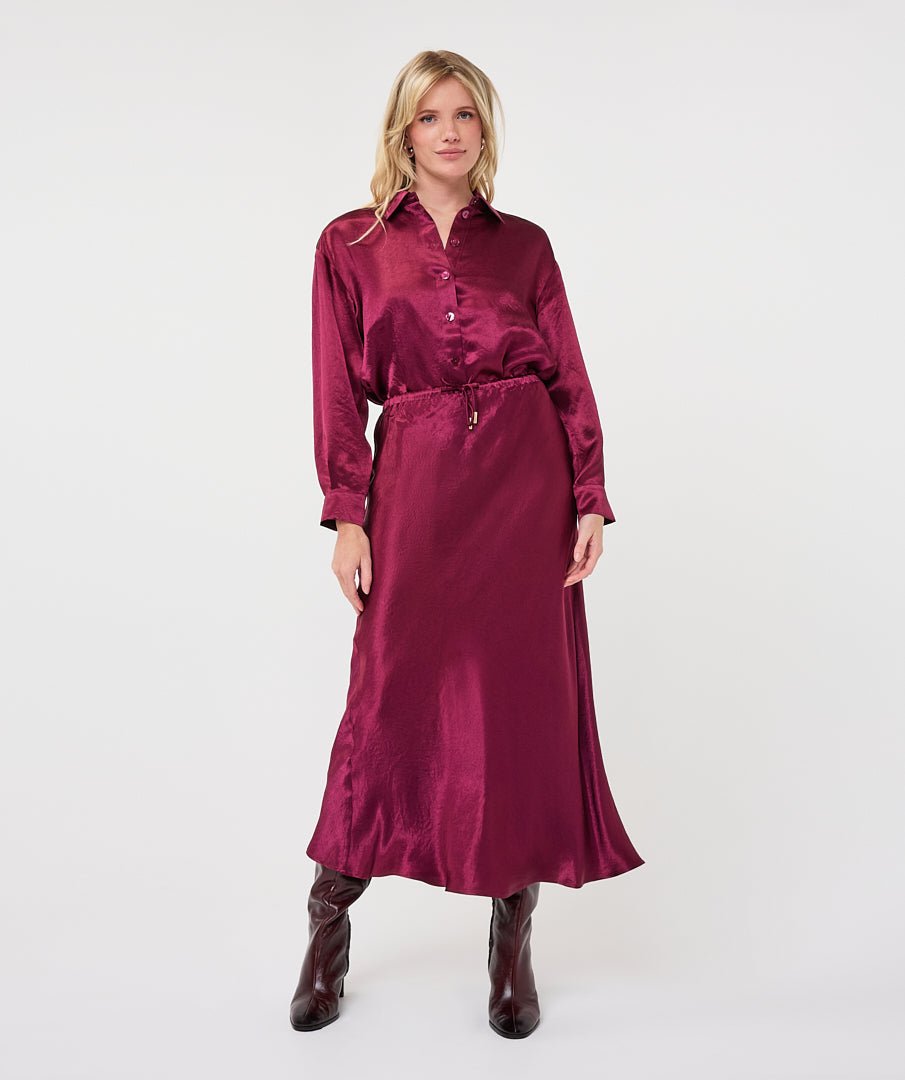 Blouse Oversized Satijn Bordeaux - Castelijn mode
