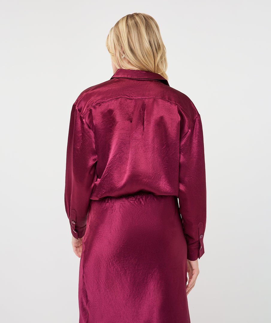 Blouse Oversized Satijn Bordeaux - Castelijn mode