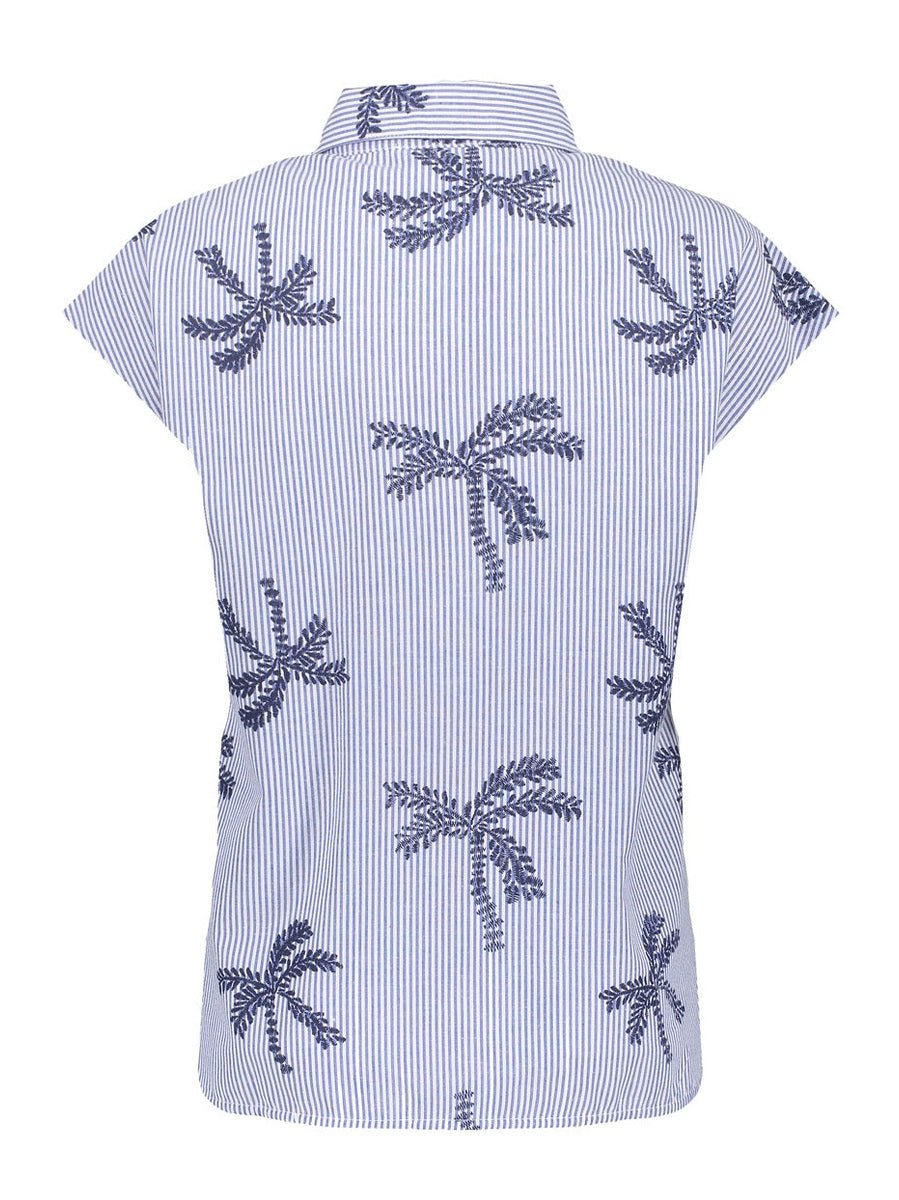 Blouse Palmprint Blauw Wit - Castelijn mode