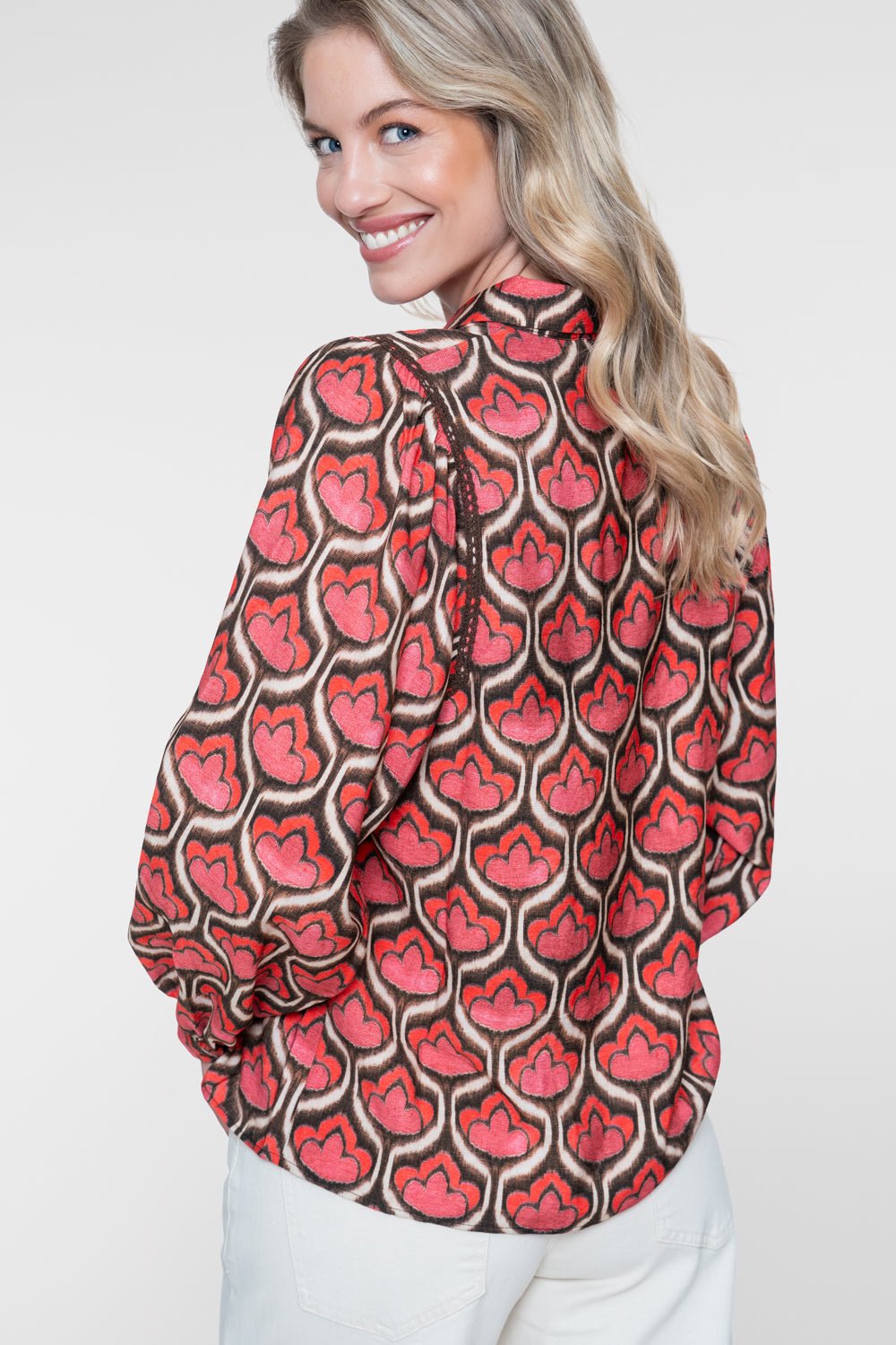 Blouse Retroprint Red/Brown - Castelijn mode