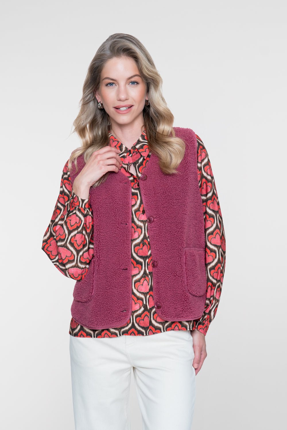 Blouse Retroprint Red/Brown - Castelijn mode