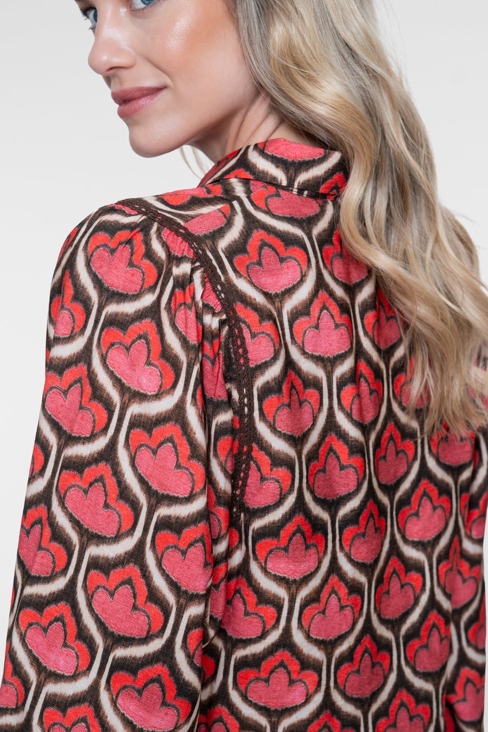 Blouse Retroprint Red/Brown - Castelijn mode