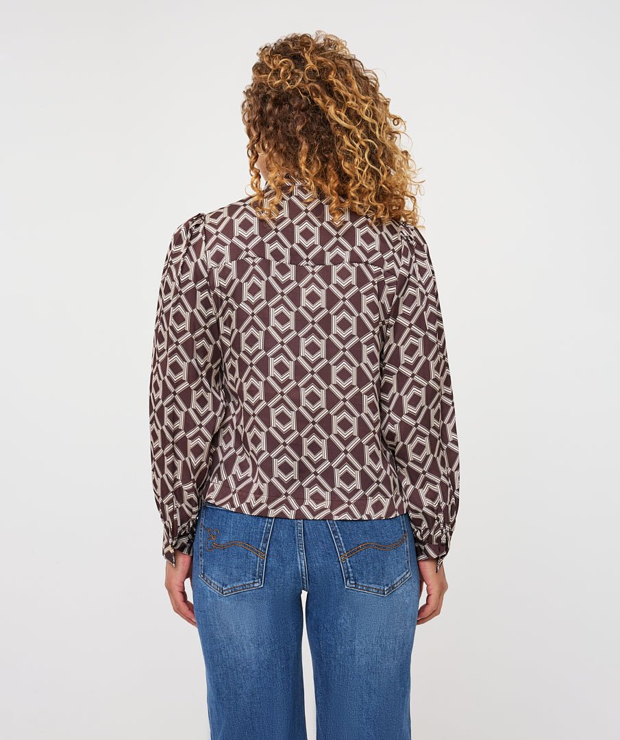 Blouse Strik Print Bruin - Castelijn mode