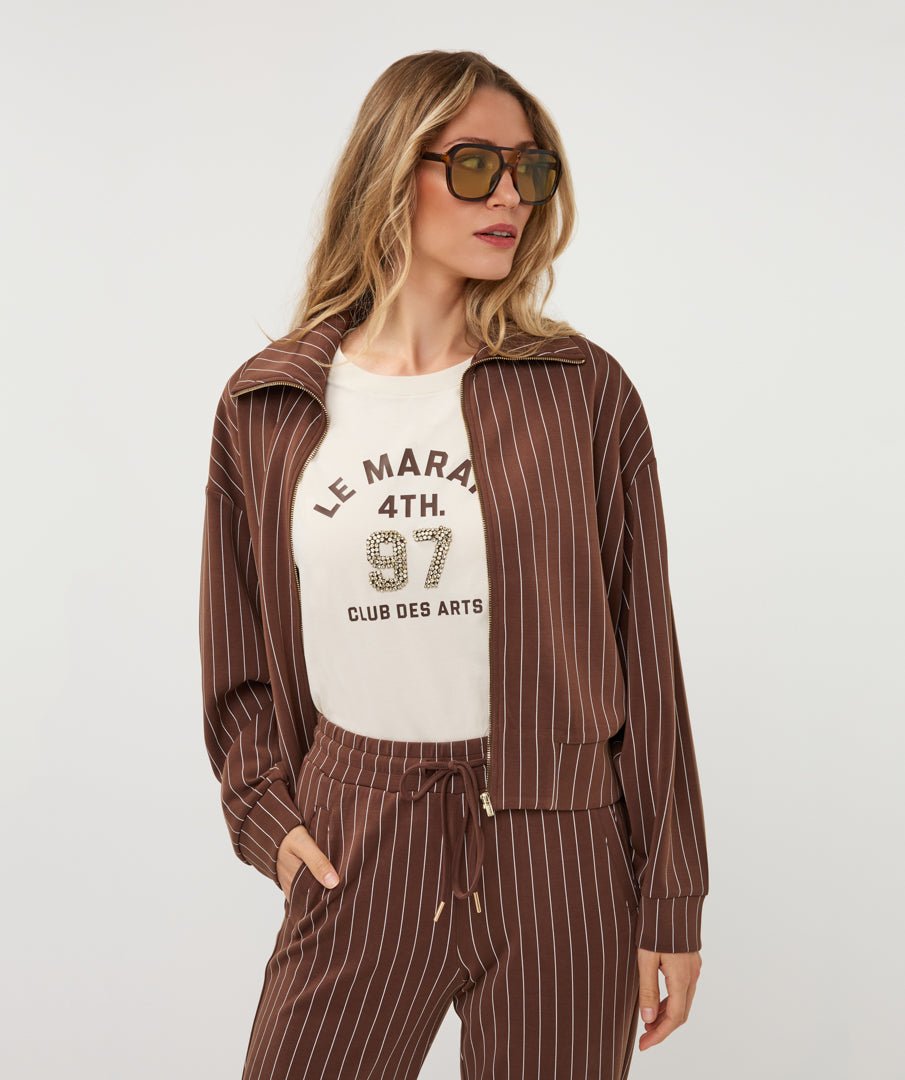 Blouson Krijtstreep Bruin - Castelijn mode