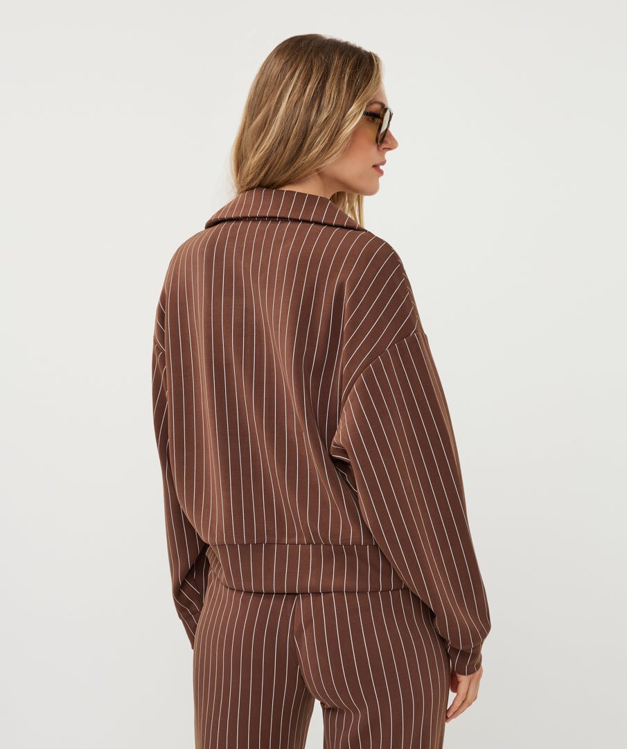 Blouson Krijtstreep Bruin - Castelijn mode