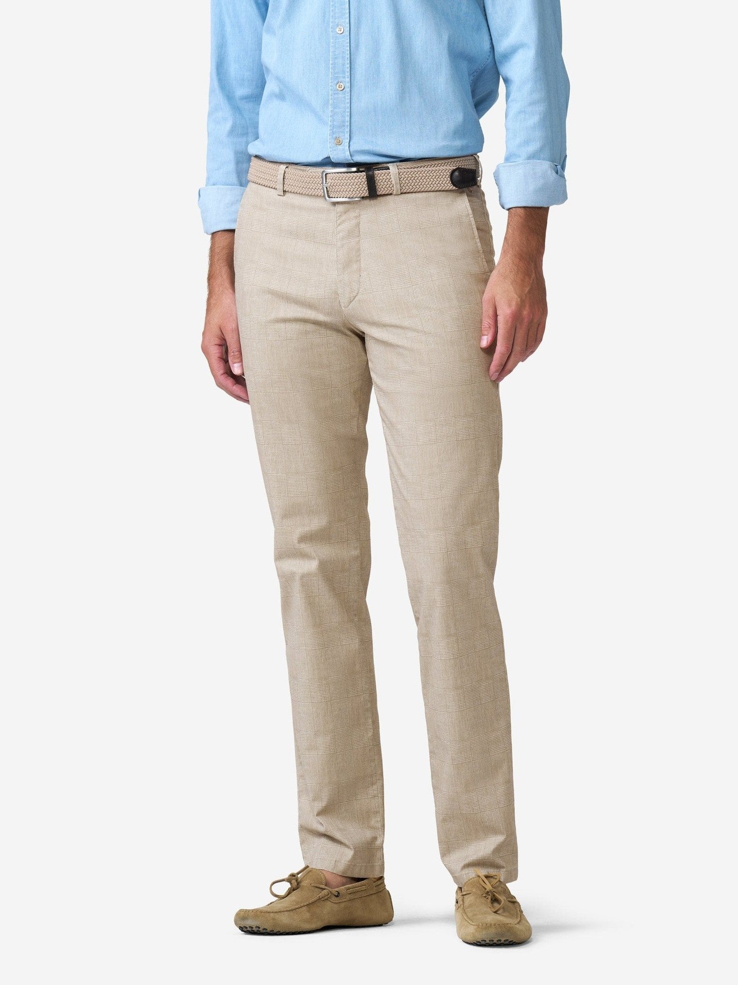 Bonn 1 - 5078 Broek Beige Ruit Stretch - Castelijn mode