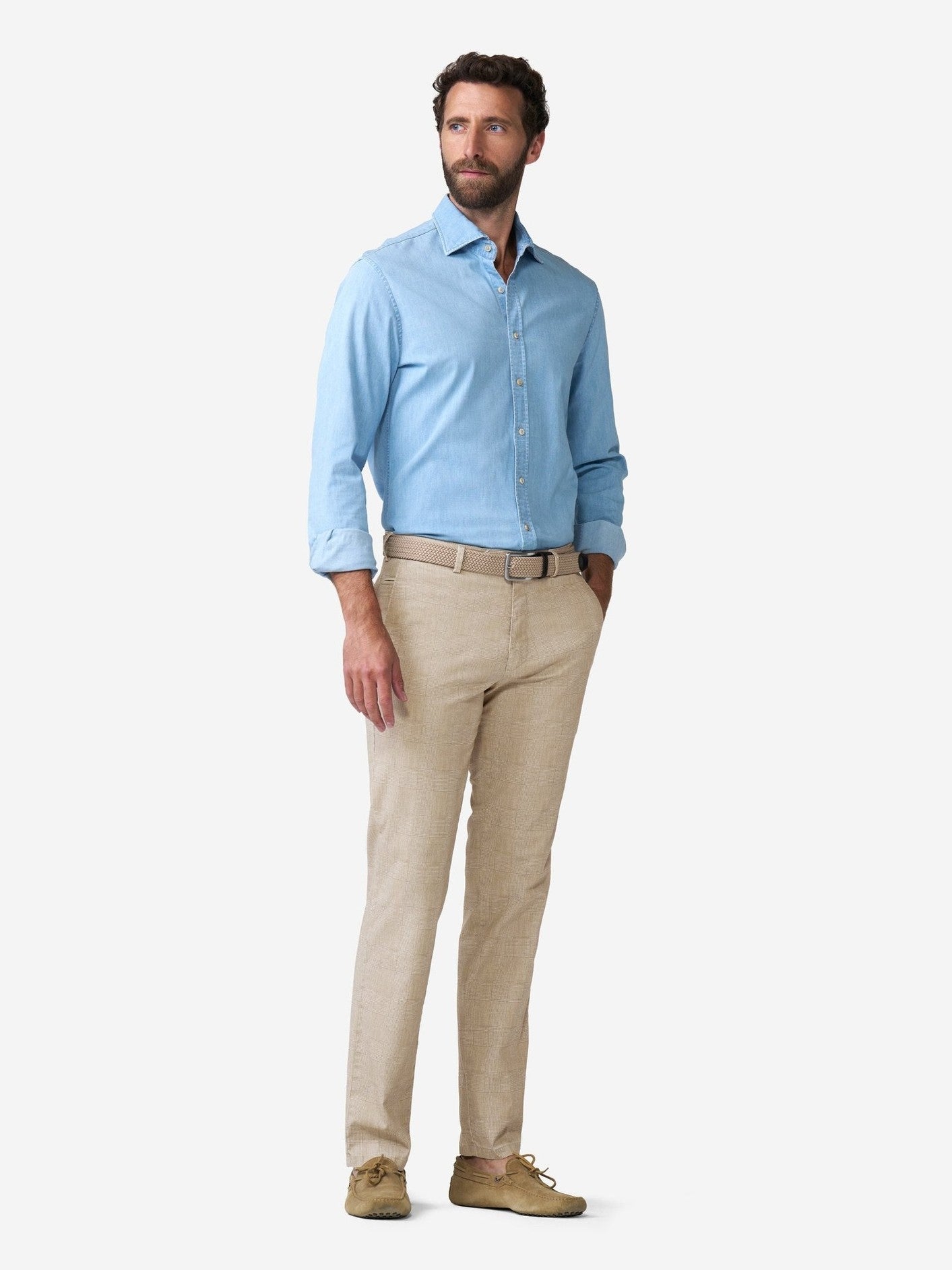 Bonn 1 - 5078 Broek Beige Ruit Stretch - Castelijn mode