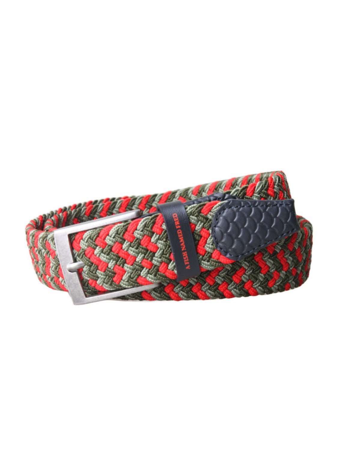 Braided elastic belt green/red 9877 - Castelijn mode