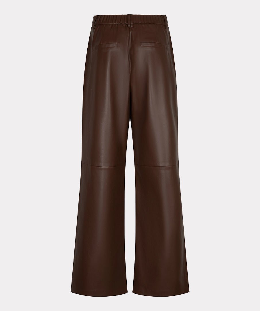 Broek Wijd Leatherlook Bruin - Castelijn mode