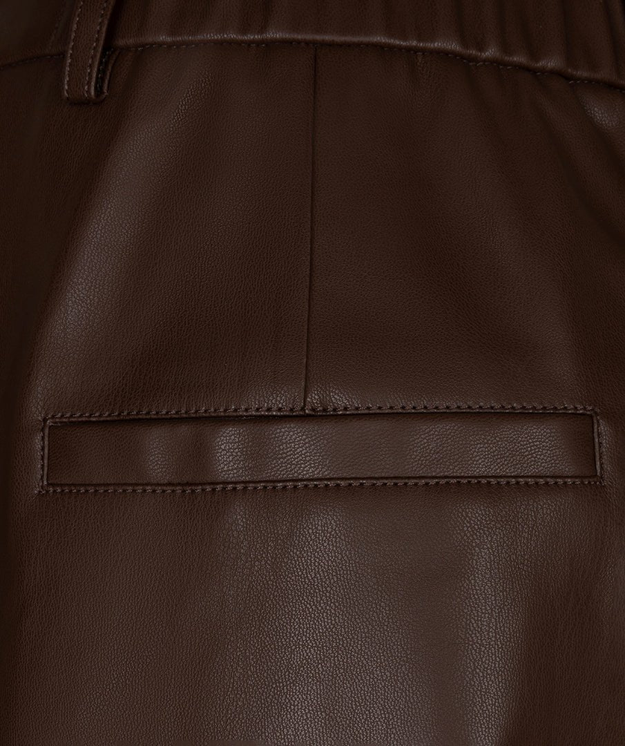 Broek Wijd Leatherlook Bruin - Castelijn mode
