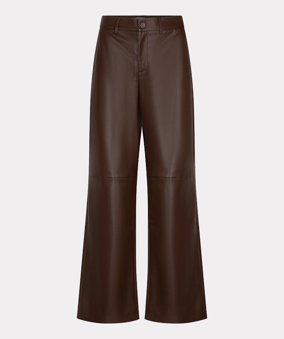 Broek Wijd Leatherlook Bruin - Castelijn mode