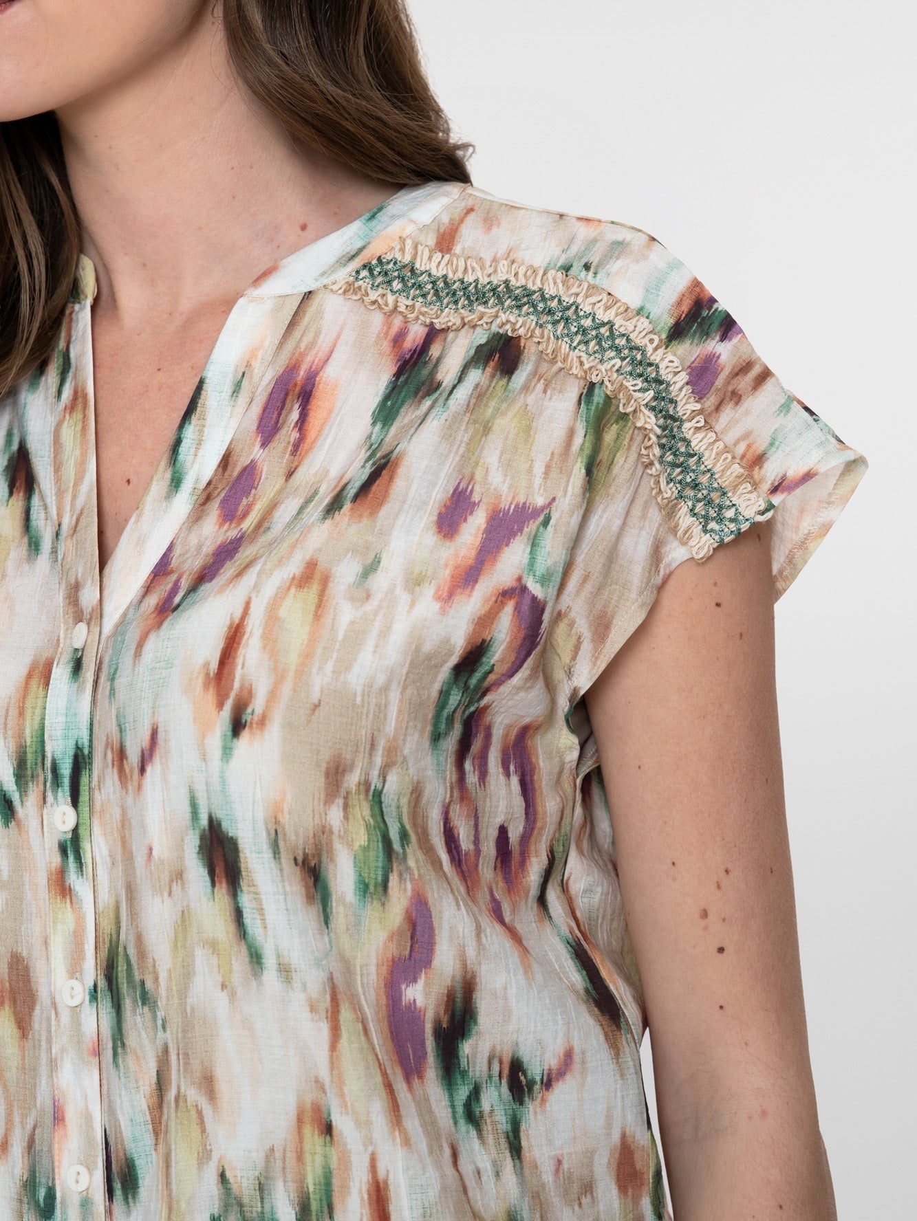 Dames Blouse Aqua/Sand - Castelijn mode