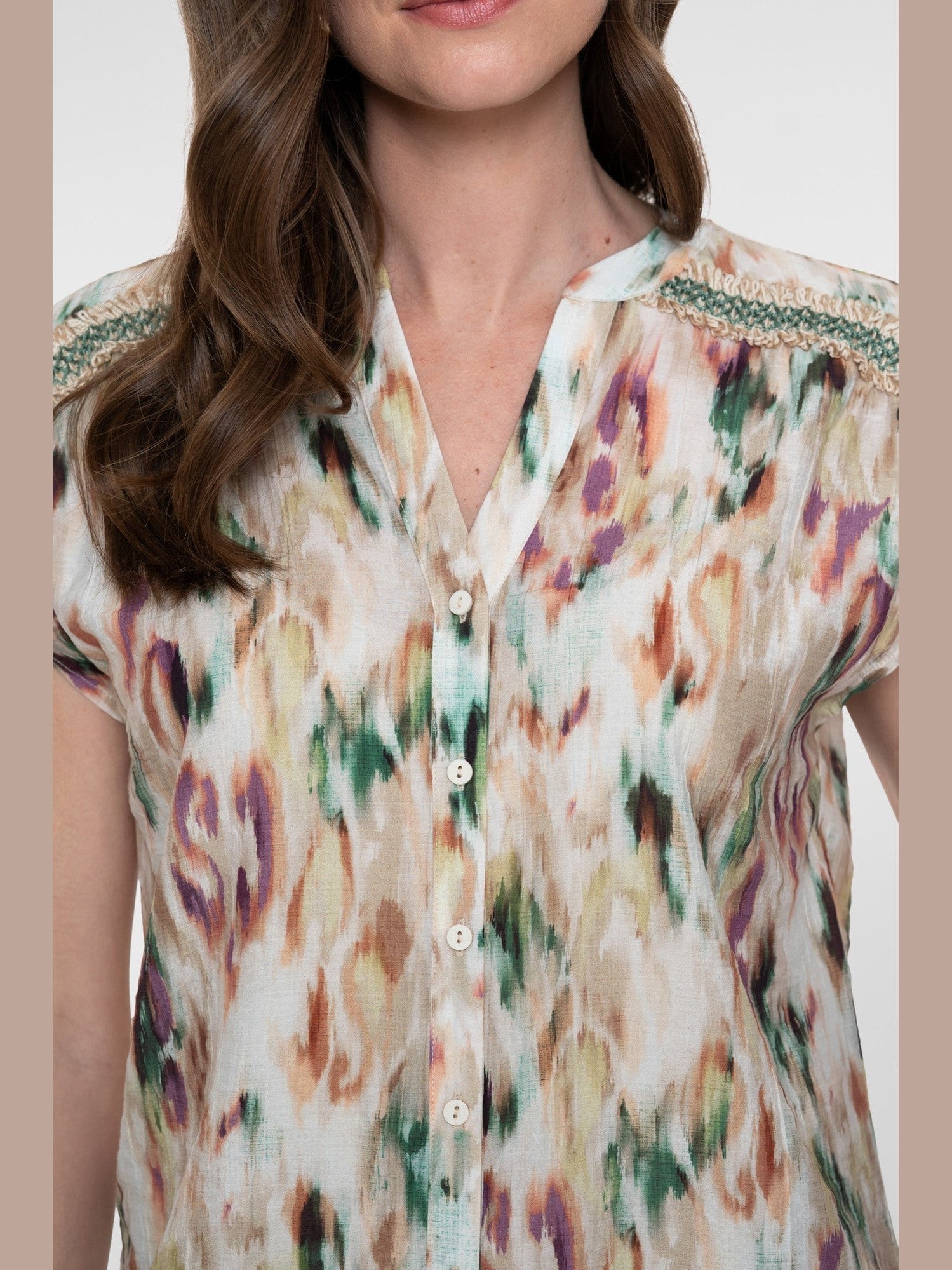 Dames Blouse Aqua/Sand - Castelijn mode