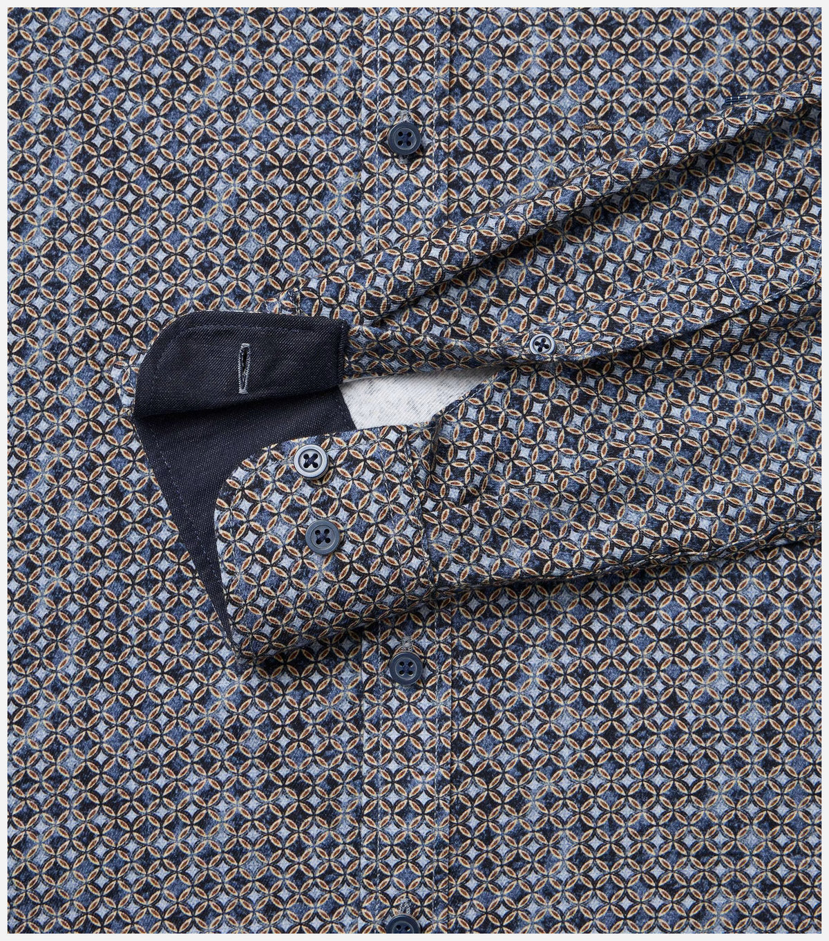 Overhemd Button Down Print Donkerblauw