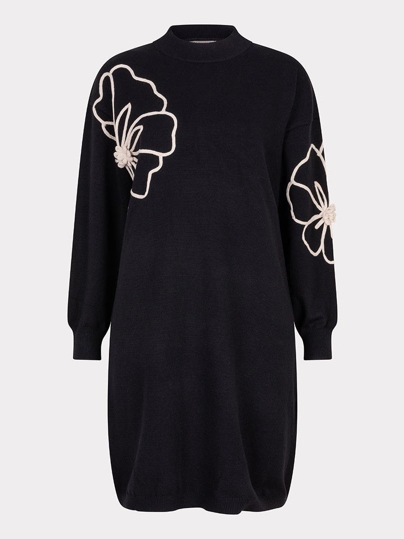 F25.02504 Dress tape flower patch black - Castelijn mode