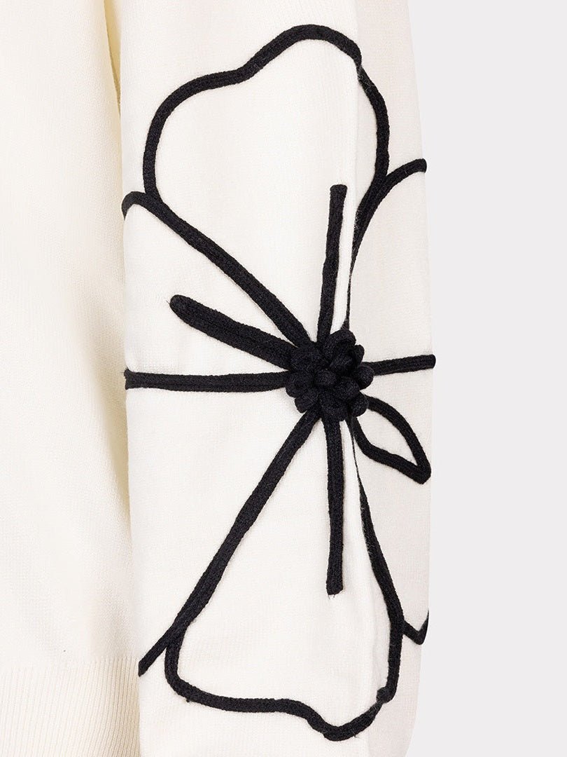 F25.02505 Sweater tape flower patch Off White - Castelijn mode
