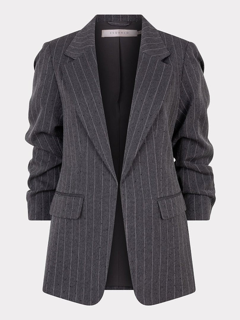 F25.10516 029 Blazer stripe studs dark grey melange - Castelijn mode